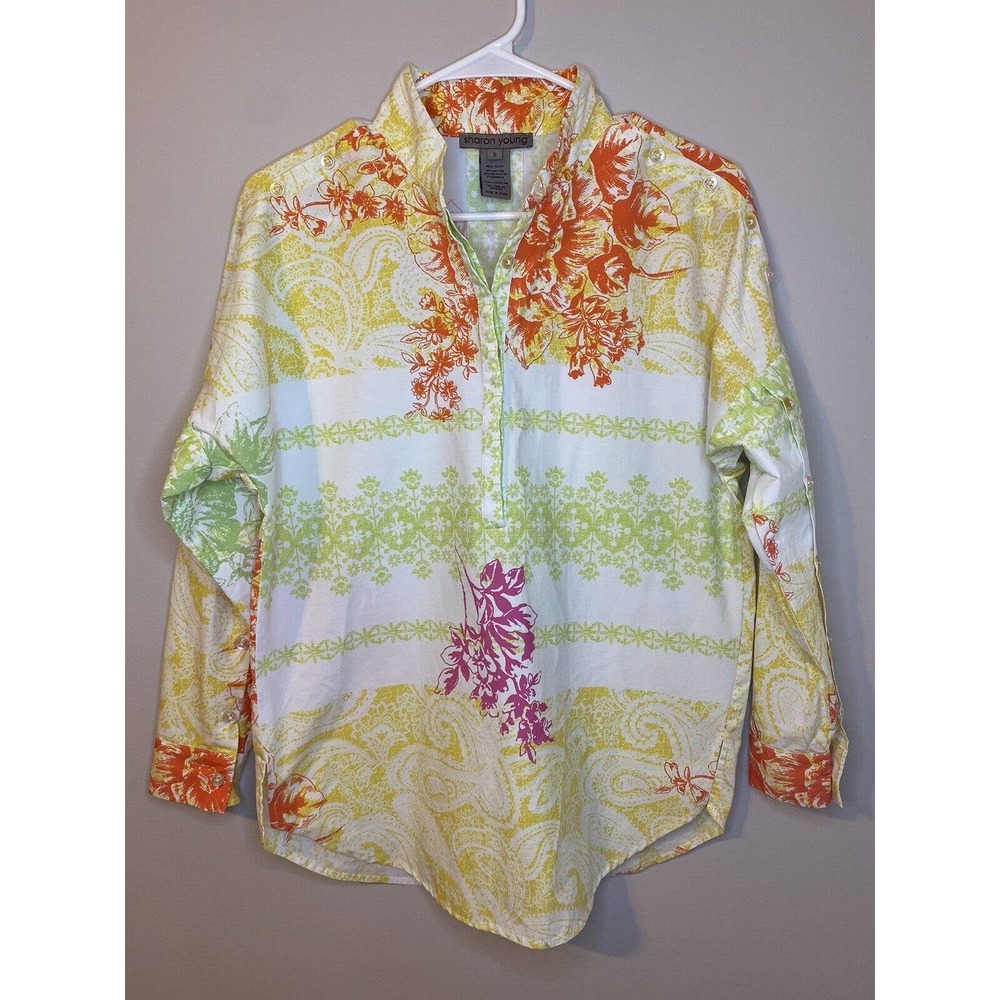 Sharon Young Floral Long Sleeve Popover‎ Blouse